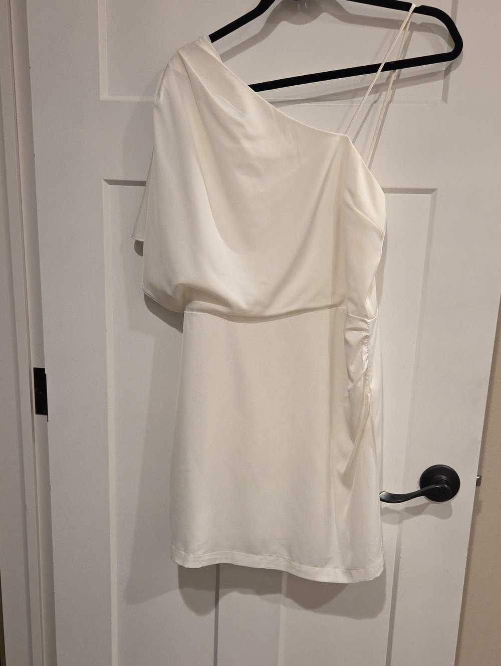 Lavish One-Shoulder Ivory Cocktail Dress with Double Spaghetti Strap